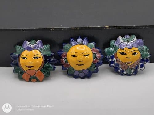 Set Mini Soles D Talavera Mexicana Vintage Figura Decorativa