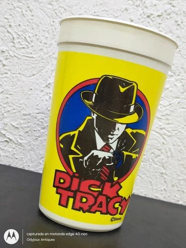 Vaso Dick Tracy Coca Cola Retro Vintage 90's Original Blanco Con Amarillo — Coleccionables vintage, años 90s