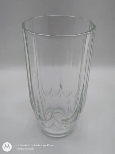 Vaso De Cristal Alto Bordes Curveados Francia 70's Vintage Transparente