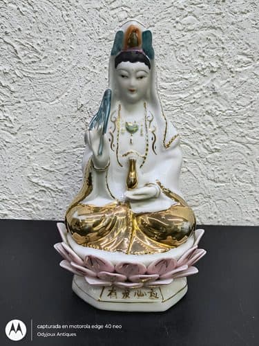 Figura De Porcelana Estado Divino Chino Guan Yin Vintage 80s Blanco — Coleccionables vintage, años 80s