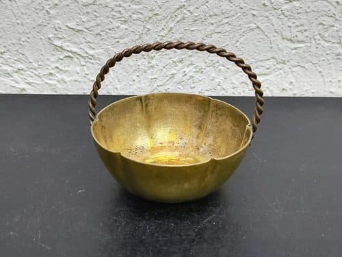 Canasta Antigua De Latón Para Decorar 80's Vintage 7cm Cobre