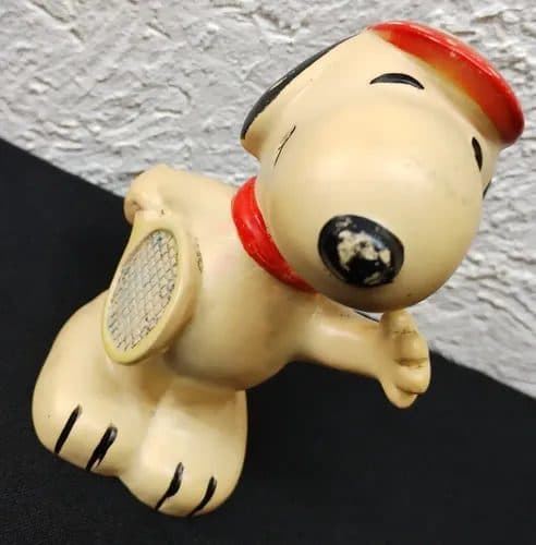 Figura Vintage De Snoopy Tenista Vinil Año 1958-1966 Retro