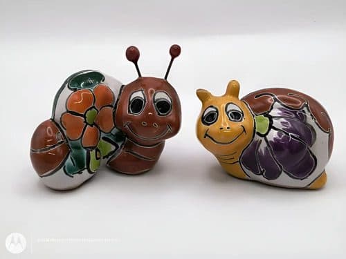 Caracoles Mamá E Hijo De Cerámica D Talavera Poblana Vintage Multicolor