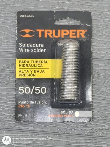 Soldadura Sólida 50/50 Para Tubería Hidráulica 70g
