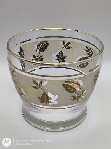 Cubitero Para Hielos De Cristal Libby Golden Foliage Vintage Golden Foliage