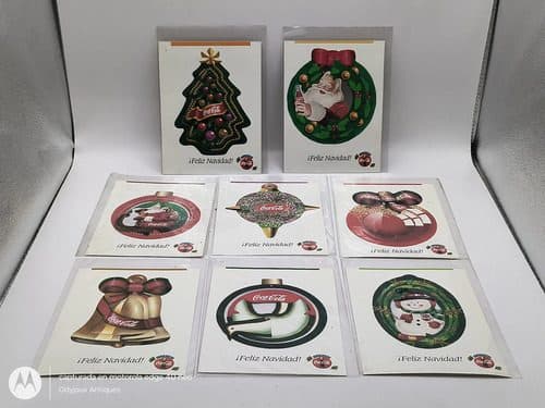 Decorines Coca Cola Colección Esferas Cartón Lote 8pz 90's — Coleccionables vintage, años 90s