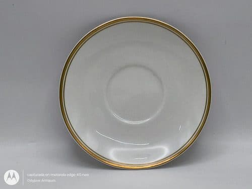 Plato Pastelero De Porcelana Coronación 70's Vintage Blamco Liso Filo De Oro