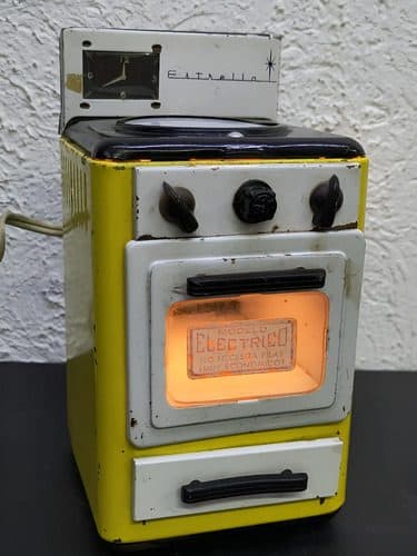 Mini Estufa Juguete De Lámina Vintage 60s Estrella Electrica Amarillo