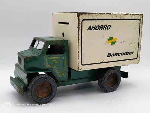 Camioncito Alcancía Bancomer Lámina Antiguo De Colección