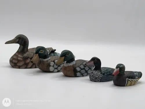 Patos Vintage De Madera 90's Tallados A Mano Usa Coleccion Chocolate