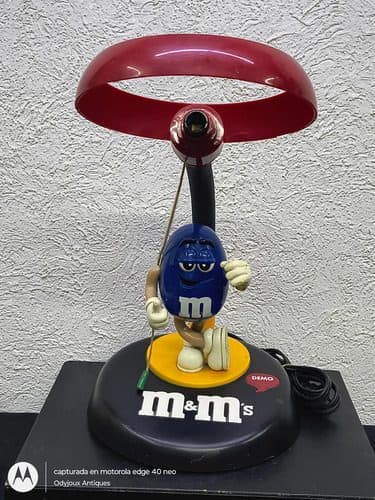 Lámpara De Mesa Figura M&m's Azul Retro De Colección Usa Azul