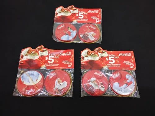 Colección Colguijes Fichas Coca Cola Navidad 6pz Sellado