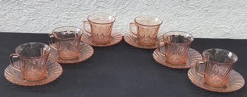 Set Tazas Fortecrisa Vintage Coffee 6-pack Cristal Rosa 70's Cristal Rosa Tazas Vintage Coffee Set 6-pack Cristal Rosa 70's Original