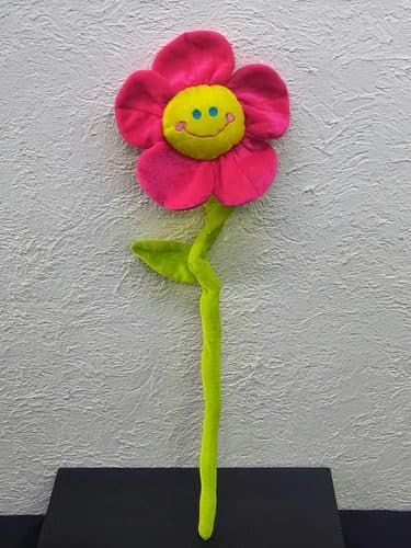 Peluche De Felpa Flor Margarita Sonriente Dibujo Rosa 45cm Rosa — Coleccionables vintage, años 90s