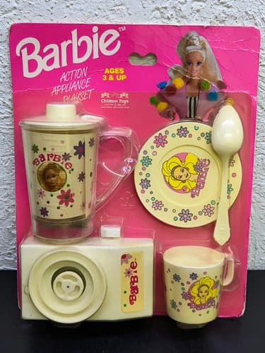 Juego De Té Barbie Playset Chilton Toys 1993 Vintage Blanco Con Rosa Y Colores