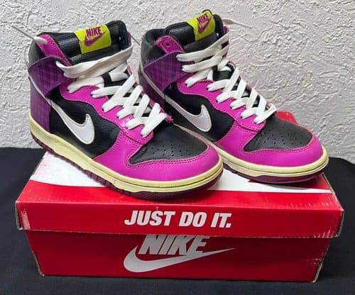 Nike Grade-school Dunk High Black/white-desert Pink Vintage Fucsia Geométrico 23.5