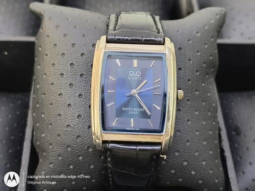 Reloj Q&q Quartz Mod.vg32j302 Water Resist 3 Bar Hombre Orig Negro Plateado Azul Oscuro — vintage México