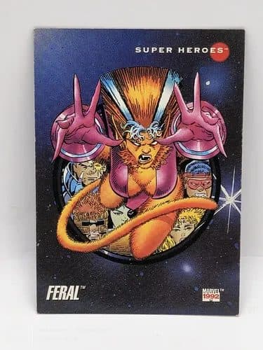 Tarjeta Super Heroes Feral #67 Impel Marvel 1992 Original — Coleccionables vintage, años 90s