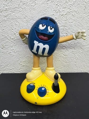 Figura Animada M&m's Azul Radio Am/fm Año 2000 Con Detalle Azul