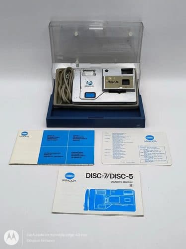Cámara De Película Minolta Disc 5 Retro Vintage En Caja Plateado