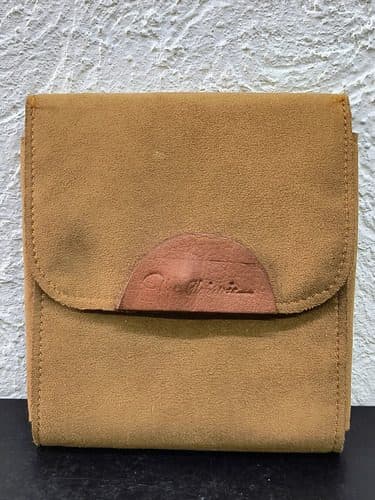 Estuche Exhibidor De Joyería Para Collar En Gamuza Y Piel Camel — Coleccionables vintage