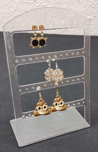 Exhibidor Aretes Placa Transparente Acrílico 19cm Lote 7pzs Blanco