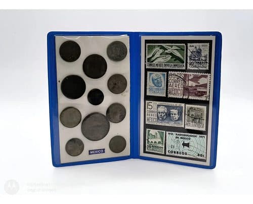 Colección Monedas Y Sellos Postales Vintage México Siglo Xix — Coleccionables vintage
