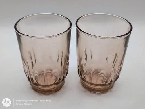 Vasos De Vidrio Rosa Vintage Kedaung Group Indonesia 2pz Coral Claro