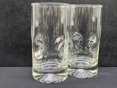 Set Vasos Pedrada Old Fashion De Vidrio 14cm 300ml Vintage Transparente — Coleccionables vintage