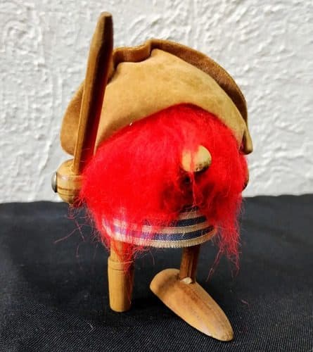 Figura Muñeco Pirata Pelirrojo De Madera Vintage 10cm Usado — Coleccionables vintage