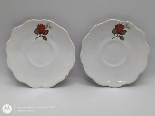 Plato Pastelero Rosas Vintage De Cerámica 15cm Lote 2pz Beige Rosas Vintage