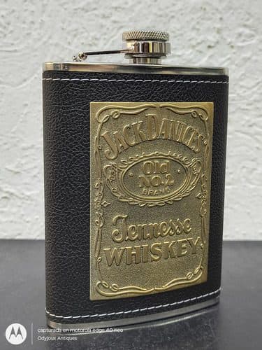 Licorera Acer Inox Jack Danices Tipo Vintage Forro Vinil 8oz Negro Plateado Oro Antiguo