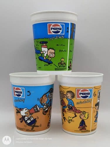 Lote 3 Vasos Pepsi De Colección Snoopy Vintage 80's Retro