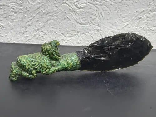 Daga Ceremonial Obsidiana/malaquita Guerrero Aguila Artesnal