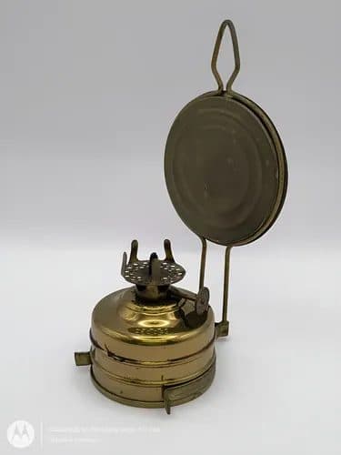 Lámpara Antigua Queroseno De Latón Hecha En Alemania Mechero — Decoración vintage