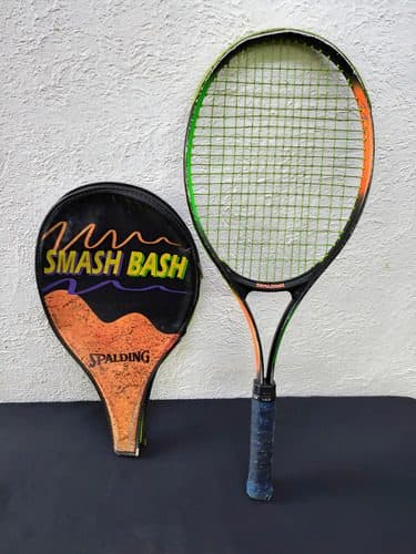 Raqueta De Tenis Smash Bash Spalding Deportiva Retro Orignal Verde Negro Y Naranja 1 — Coleccionables vintage