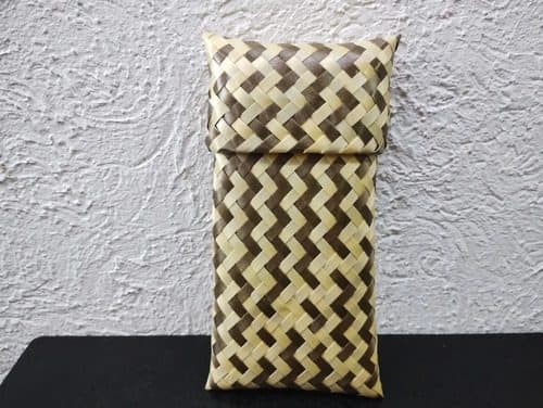 Bolso De Palma 20x8.5cm Cartera/monedero Artesanía Usado Crema Rayas — Coleccionables vintage