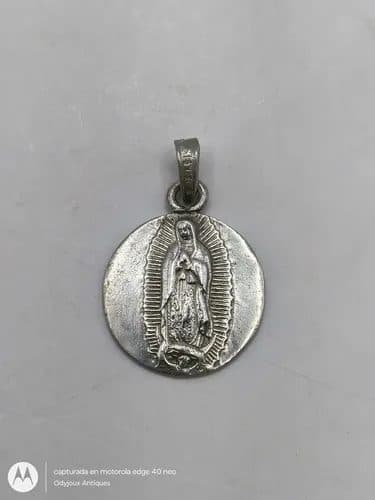 Dije Medalla Virgen De Guadalupe Plata Pura .985 1.7cm Plateado — Coleccionables vintage