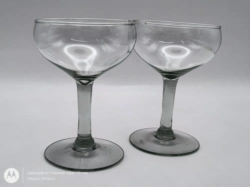Set 2 Copas Champagne/coctelería Vintage Cristal Ahumado Ahumado