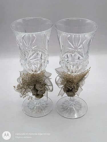 Copas De Cristal Cortado Y Tallado Vintage 70's Elegantes Transparente