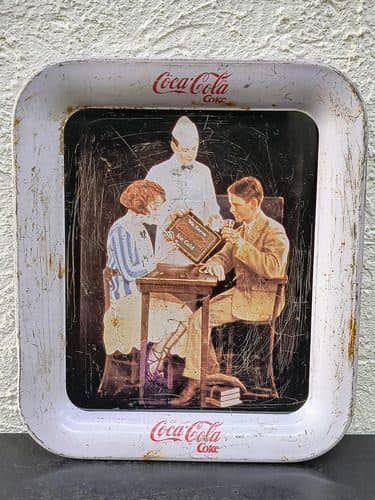 Mini Charola Metalica Coca Cola Vintage Antigua Blanca 19cm — Decoración vintage, años 80s