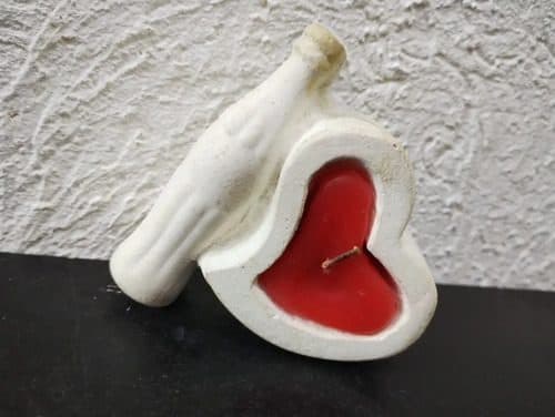 Figura Cerámica Botella Coca Cola Con Vela De Corazon Usado — Coleccionables vintage