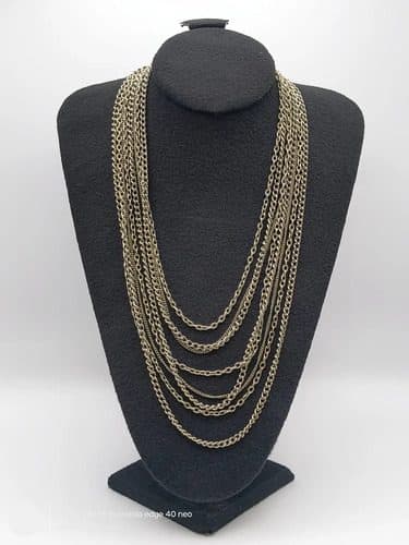 Collar Gargantilla Cadena De Enlace Varios Vintage Nickelado Plateado — Coleccionables vintage