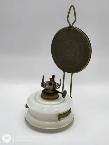 Lámpara Antigua Queroseno Vidrio Alemana Calentador Vintage — Decoración vintage