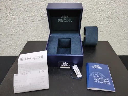 Caja/estuche De Reloj Festina Azul Marino Usado Original Azul Marino — Coleccionables vintage