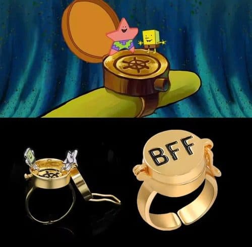 2-pack Anillos Bob Esponja Mejores Amigos Por Siempre Bff Plateado Y Dorado Universal