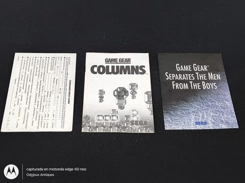 Columns Solo Manual Para Sega Game Gear Original
